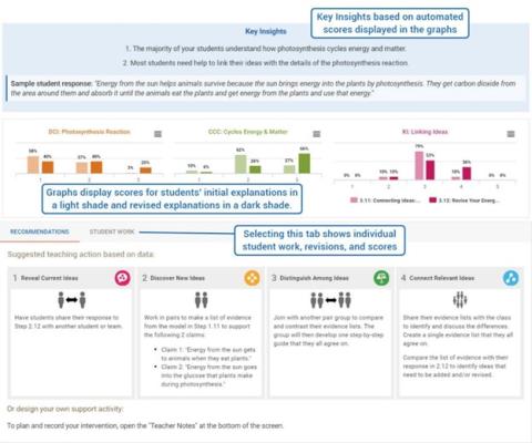 An image of what the Teacher Action Planner (TAP) visually looks like.